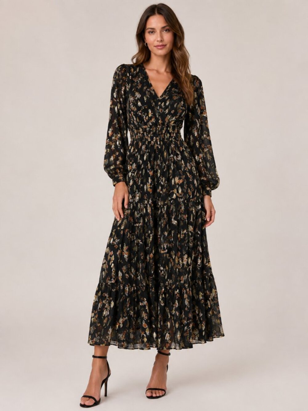 Vera Wang Black Floral Maxi Dress
